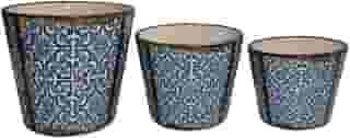 CJ. DE CACHEPOTS DE CERAMICA AZUL - 3 PCS