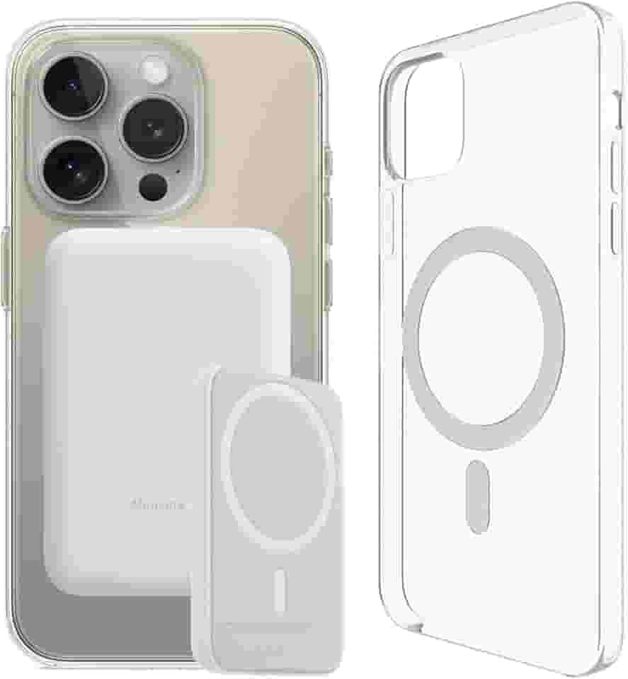 Carregador Portátil + Capa Magnética por Indução Compatível com Magsafe para iPhone 15, 15 Pro Max e 15 Plus (iPhone 15 Pro)