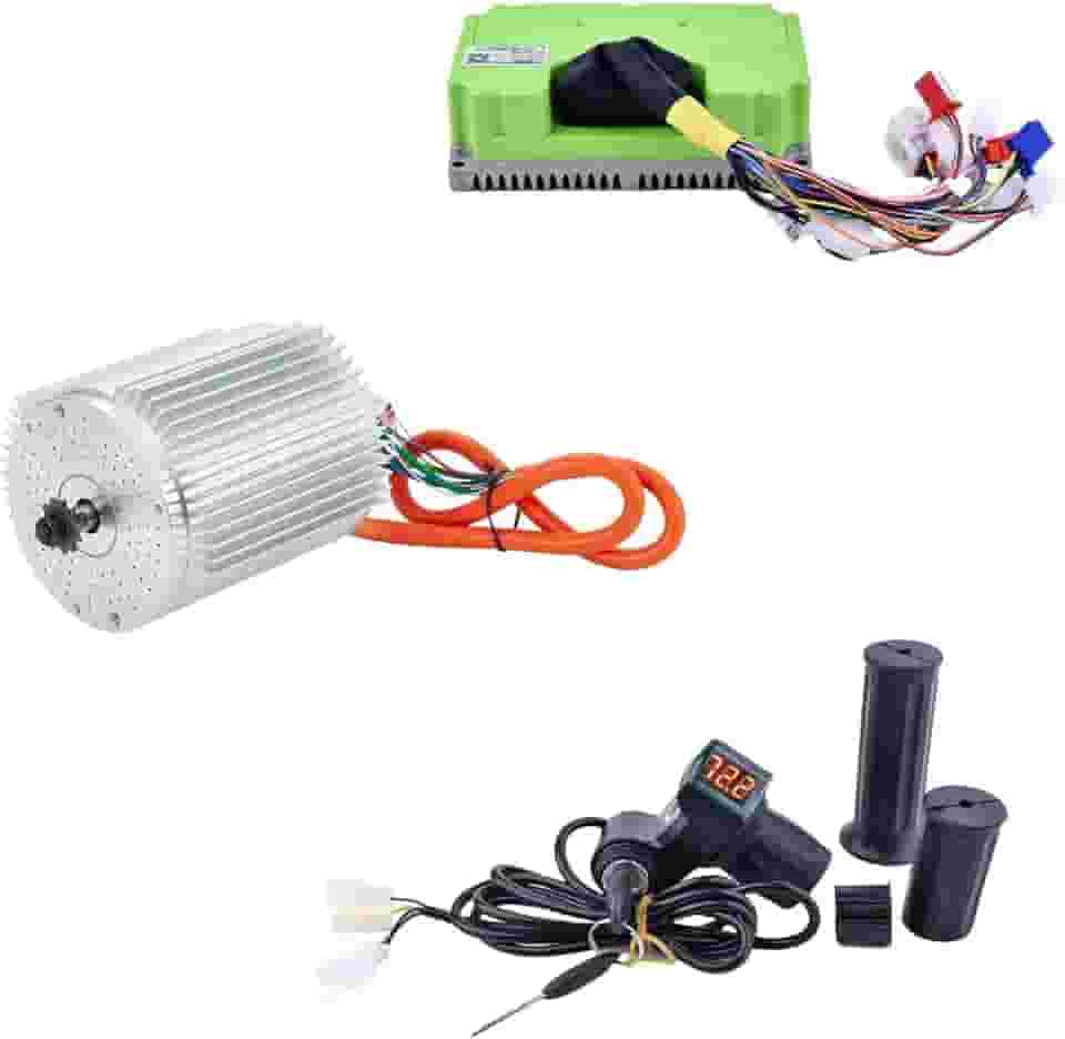 Kunray Motor Elétrico Dc 72V 3000W Kit de Motor com Controlador Sem Escova 48V-72V e Acelerador de Meia Torção para Carrinhos Controlador Sem Escova Programável com Função de Sensor de Temperatura(72V
