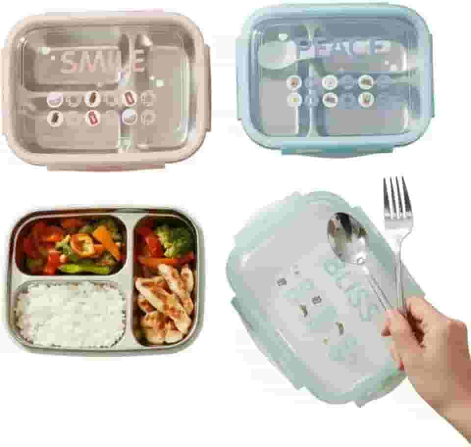 Marmita Infantil 3 Divisórias em Inox Marmitinha Lancheira Não Vaza Lancheira Infantil Escolar (Verde)