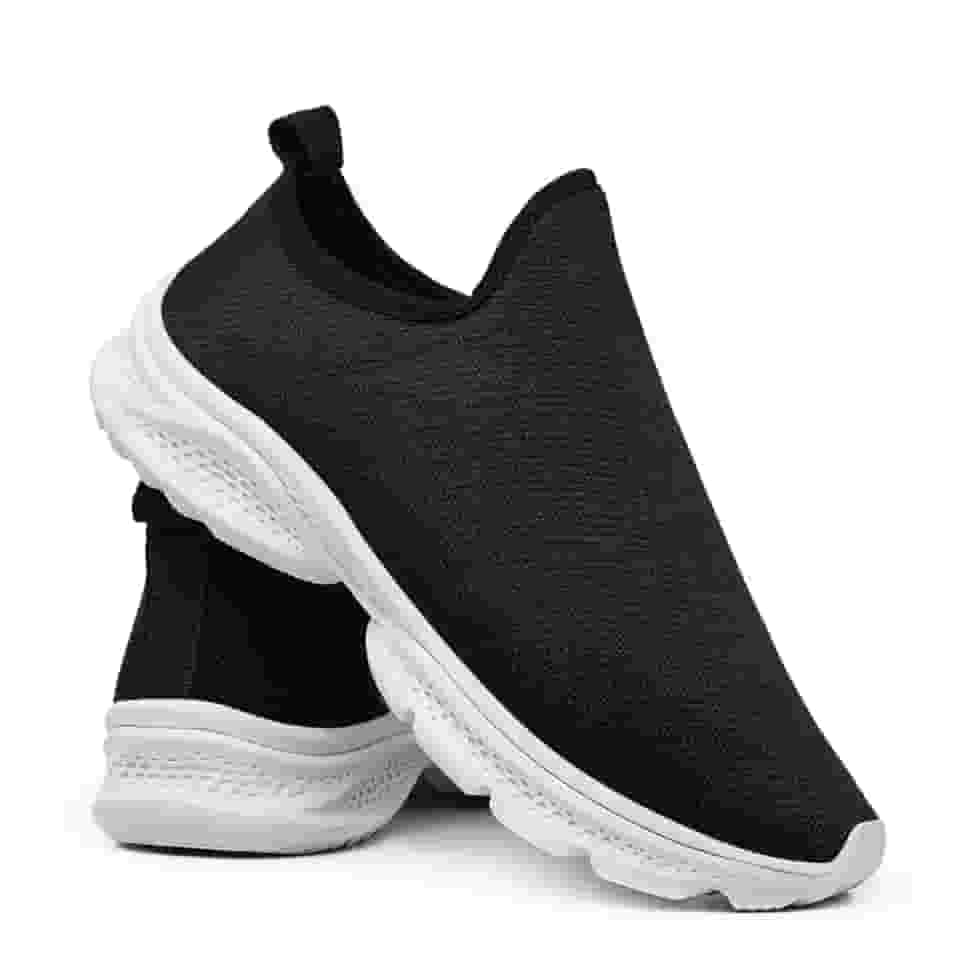 Tênis Feminino Meia Sem Cadarço Calce Facil Caminhada Academia Confortavel Preto