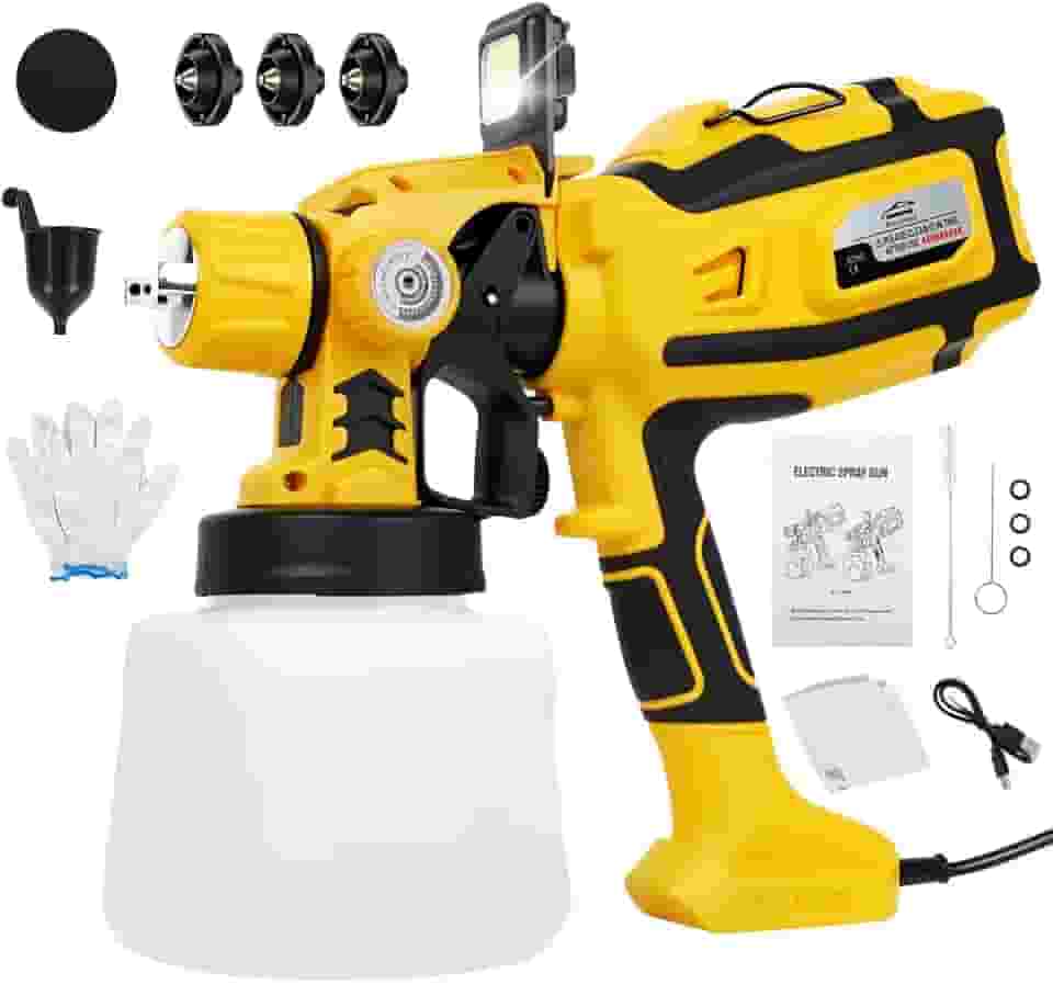 Pistola de Pintura Elétrica Profissional 1400ml, 850W com Iluminação LED, 3 Regulações de Spray - Ideal para Decoração, Pintura de Móveis e Paredes para Profissionais e DIY Entusiastas (220V)