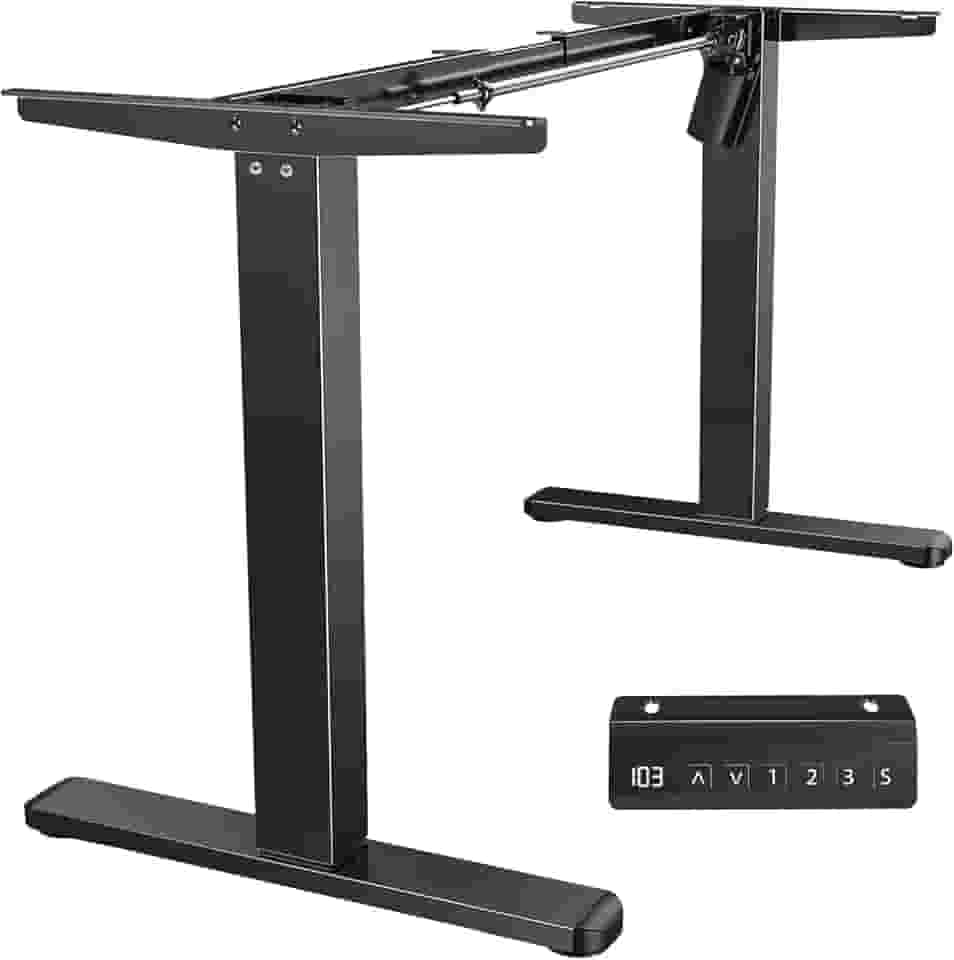 Estrutura de Mesa Elétrica Ajustável para Trabalho em Pé e Sentado – 3 Configurações de Memória, Altura de 72cm a 120cm, Base Ergonômica e Design Silencioso (Preto)