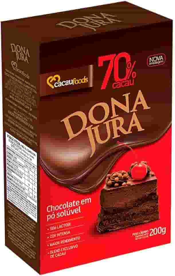 Chocolate em Pó Solúvel 70% Cacau 200Gr Dona Jura - Cacau Foods