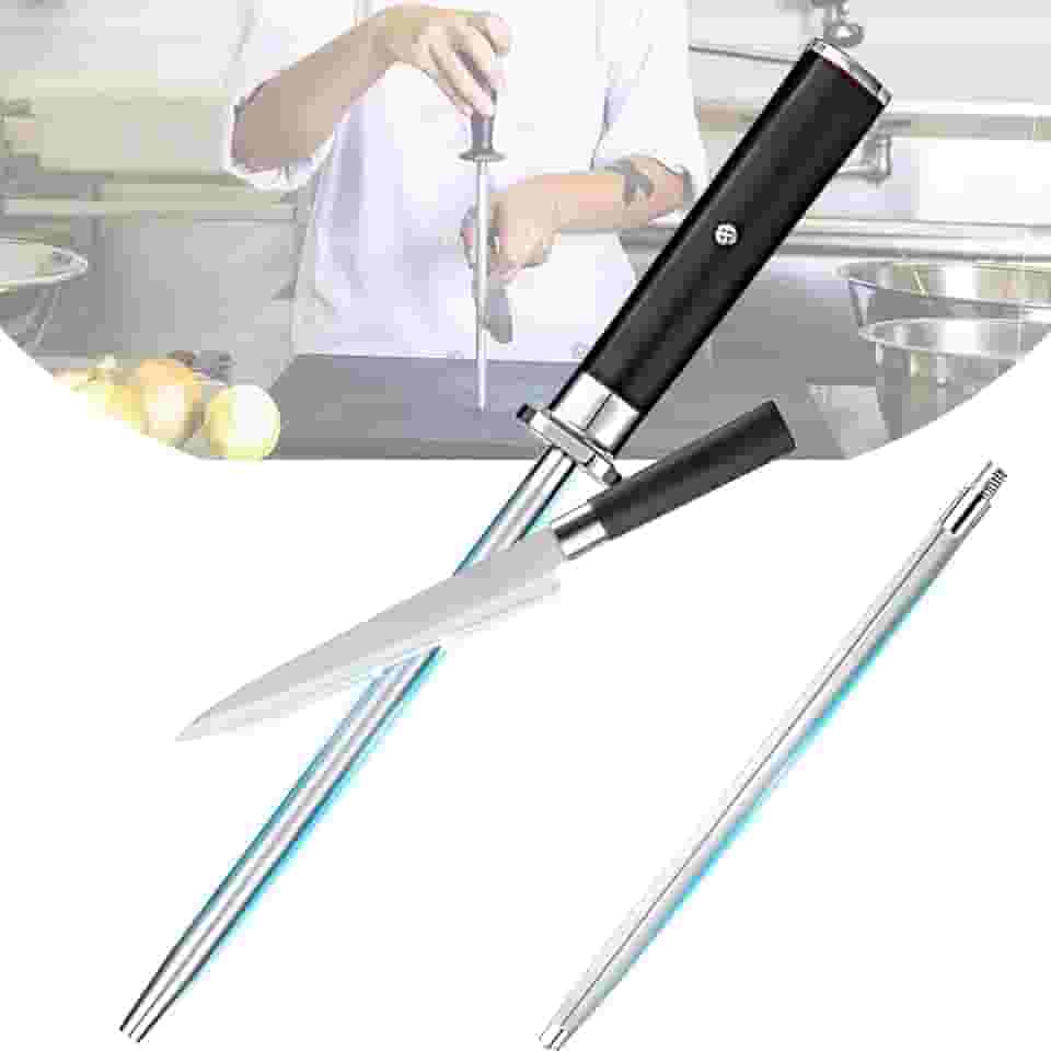 2 em 1 Afiador de Facas Profissional,Vara de Aço Oval para Afiar Diamante, Afiador Profissional Diamantado,Número de Arame Alto Afiadores,Adequados para Cozinhas,Hotéis,Matadouros.