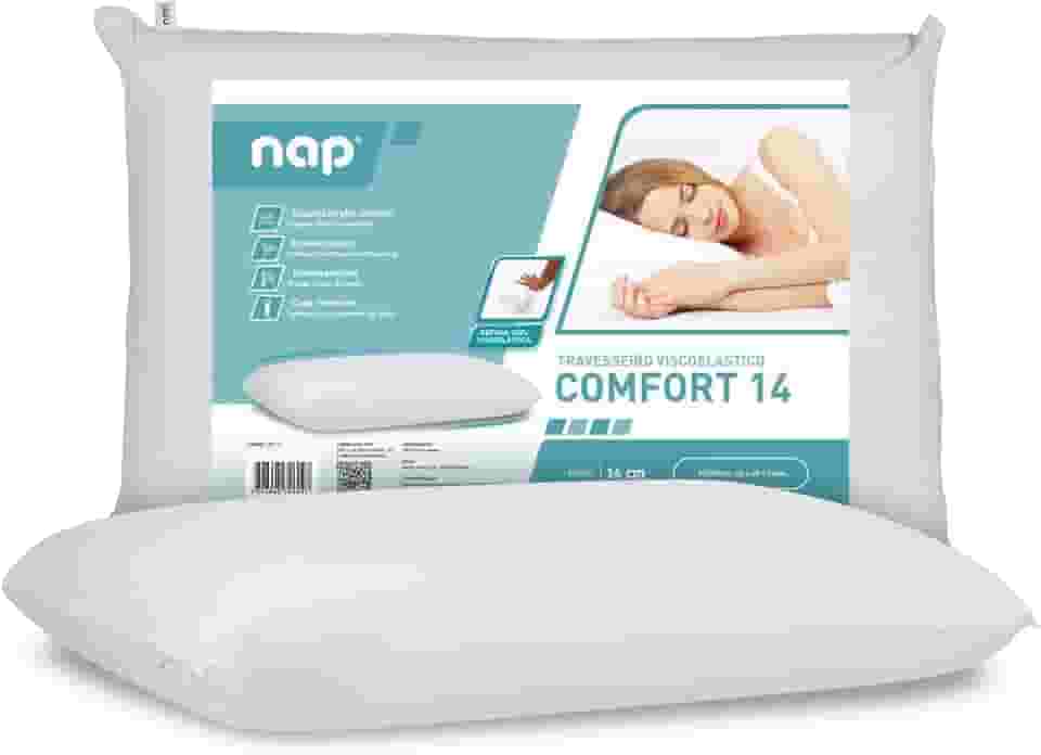 Nap Travesseiro Nasa Alto 14cm Comfort D40 Premium com capa percal 180 fios 100% algodão - Branco