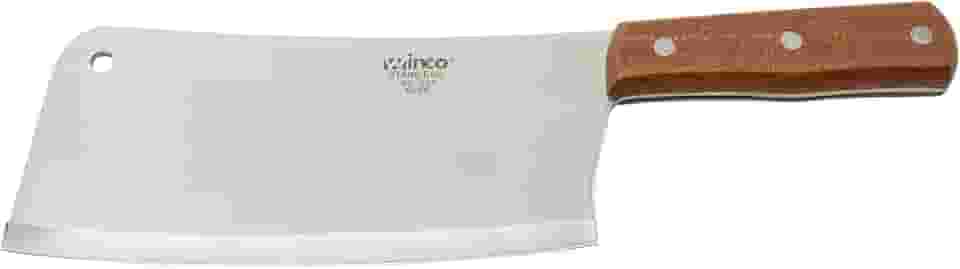 Winco Cutelo chinês resistente de 20 cm com cabo de madeira, 8 cm