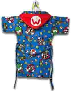 Roupão Aveludado Infantil Quimono Estampado com Capuz Super Mario M Com 1 peça