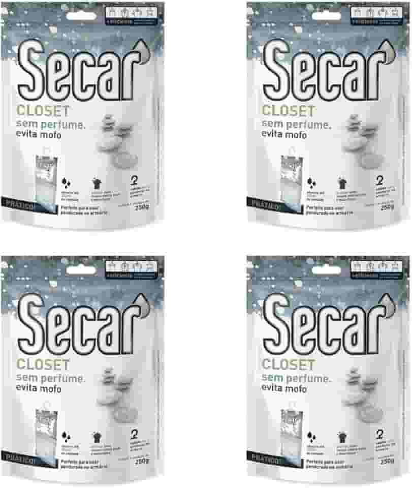 Kit 4 Unid Evita Mofo Desumidificador Anti Mofo Closet Pendurável 250g Sem Perfume