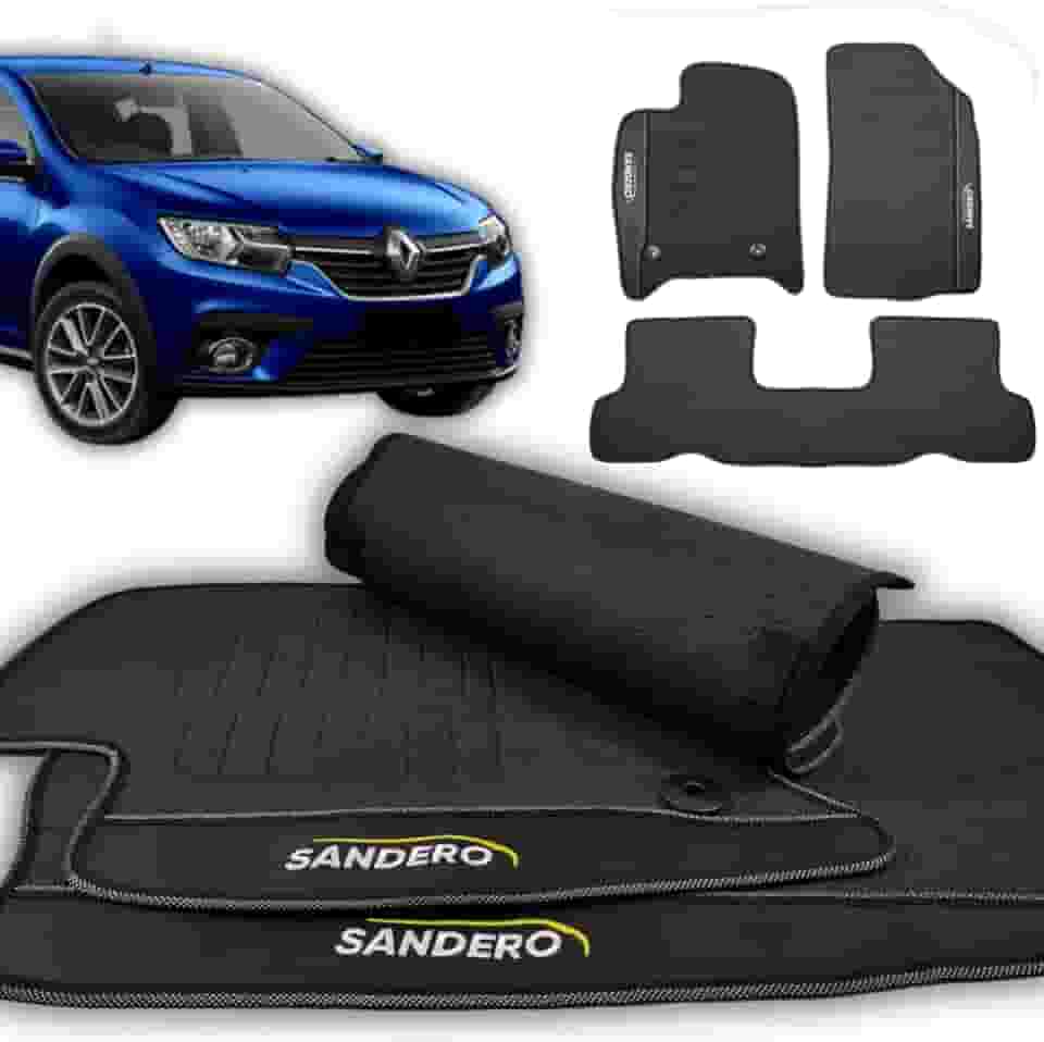 Tapete Borracha Compatível Com Sandero 2008 2009 2010 2011 2012 2013 2014 2015 2016 2017 2018 2019 2020 2021 2022 2023 2024 Impermeável Premium