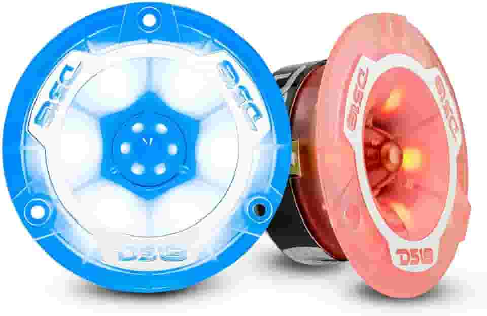 DS18 Tweeter PRO-TW1L RGB de alumínio super bullet – bobina de voz de 2,5 cm, corpo e bala de policarbonato, 400 W no máximo, 200 W Rms, 4 Ohms, crossover integrado – Os tweeters profissionais são os