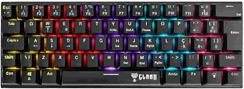 Teclado 60% Mecânico Gamer Switch Red Anti-Ghosting Função Macro + Software USB ABNT2 292x105mm Clanm (Night Walker Preto)