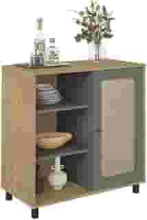 Buffet com porta de abrir e prateleiras CHARLOTTE cor Carvalho c/Menta - Artely
