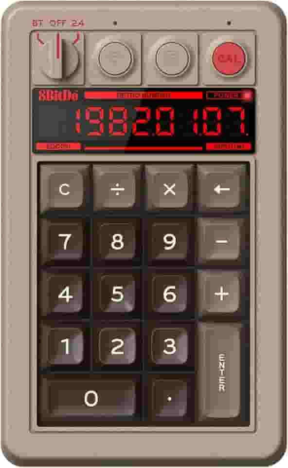 8Bitdo Teclado Numérico Mecânico Retrô De 18 Teclas, Compatível Com Pc E Modo Calculadora Padrão, Hot-Swappable, Botão Atalho, Bluetooth/2.4G/Com Fio Para Windows Android - Edição C64