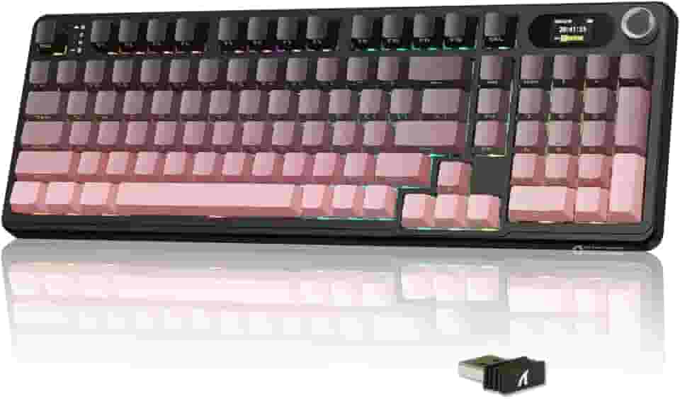 ATTACK SHARK X98 PRO Teclado mecânico sem fio para jogos com tela inteligente,botão de mídia,junta de 2,4 GHz/USB-C/BT5.0,interruptor linear hot-swap,teclas PBT impressas na lateral,PC Mac(Blackberry)