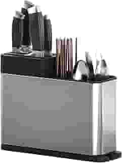 Escorredor Porta Talheres de Inox com Divisórias Organizador de Utensílios Compacto com Drenagem de Água Sem Adesivo Aço Inoxidável Premium