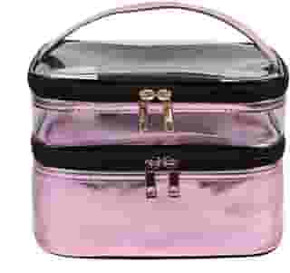 Necessaire Grande Viagem Divisória Maquiagem Make Cosméticos Bolsa Organizador Feminina Beleza Multiuso Frasqueira Bolsinha (Lilás)