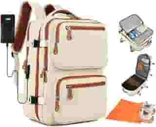 Mochila de Viagem Masculina Feminina Reforçada Executiva Grande Mochila para Notebook Trabalho Viagem Escola com Cabo de Aço Impermeável com Saídas USB Unissex + Capa para Tenis