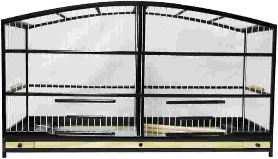 Gaiola Passarinho Em Madeira - Reprodução Canário/Coleira/Curió - Abaulada Preto