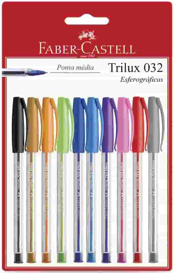 Trilux Colors Ctl com 10, Faber-Castell, SM/032ESC10, Multicor, pacote de 10