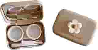 Tekalobr Pacote com 2 Mini Estojos para Lentes de Contato, Kit de Viagem para Lentes de Contato Portátil com Espelho, Pinças, Removedor de Ferramentas Em Bastão, Estojo de Contato com Flor Fofa, Recip