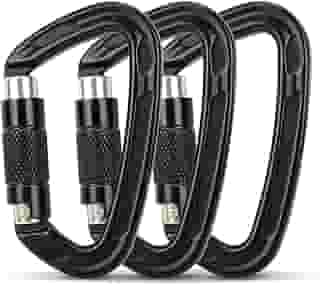 Kit 3 Mosquetão, Mosquetao, Auto Locking Climbing Mosquetão Clips, Fechadura Principal Automática do Tipo D, 25Kn Clipes De Mosquetão, para Escalada, Rapel e Montanhismo, Um Conjunto de Três