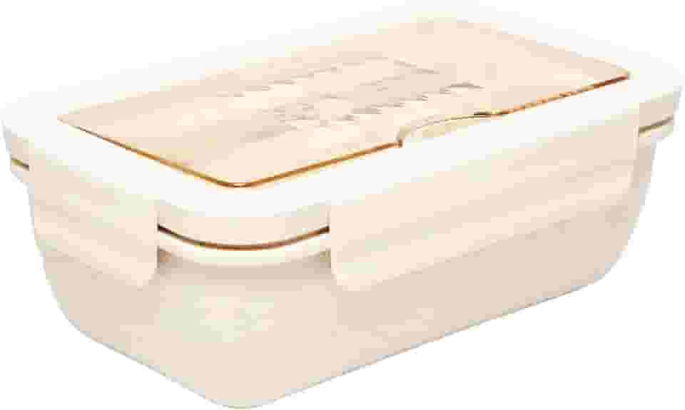 LYOR - Marmita Hermética com Talheres 1,1L Off White PP e Bambu