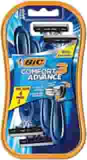 BIC Aparelho De Barbear Comfort 3 Advance Pele Normal Azul 3 Lâminas Fita Lubrificante 9298491 Leve 4 Pague 3
