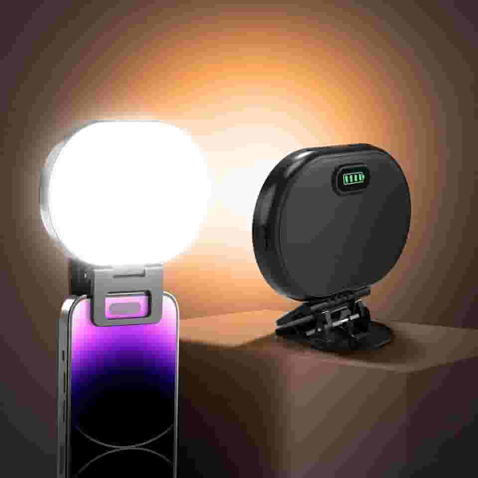 Tobeape Luz de Selfie Portátil Recarregável – 80 LEDs Anel de Luz com 3 Modos e 10 Níveis de Brilho, Bateria 2000mAh, Clipe Universal para Celular iPhone Android, Ideal para TikTok e Vídeos