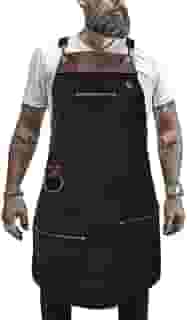 Generic Avental Cozinheiro Churrasqueiro Restaurante Barista, Couro Legítimo, Rústico, one size fits all, Preto