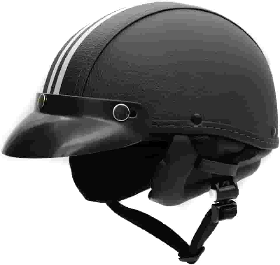 Capacete Coquinho Retrô BR101 Couro Sintético Com Pala - Meio Capacete Vintage Premium para Bike Elétrica, Scooter, Patinete e Skate
