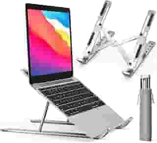 Shaolong Suporte De Notebook De Alumínio Ajustável Para Notebook De 6 Ângulos Ajustável De Alumínio Dobrável E Ergonômico Para Desktop Compatível Com Macbook, Ipad, Hp, Dell, Lenovo 10-17 Polegadas