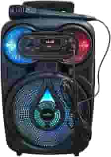 Caixa de Som Bluetooth Grande com Microfone, Sistema de Áudio Portátil, 8 Polegadas Luzes LED colorida - modelo GTS-1718