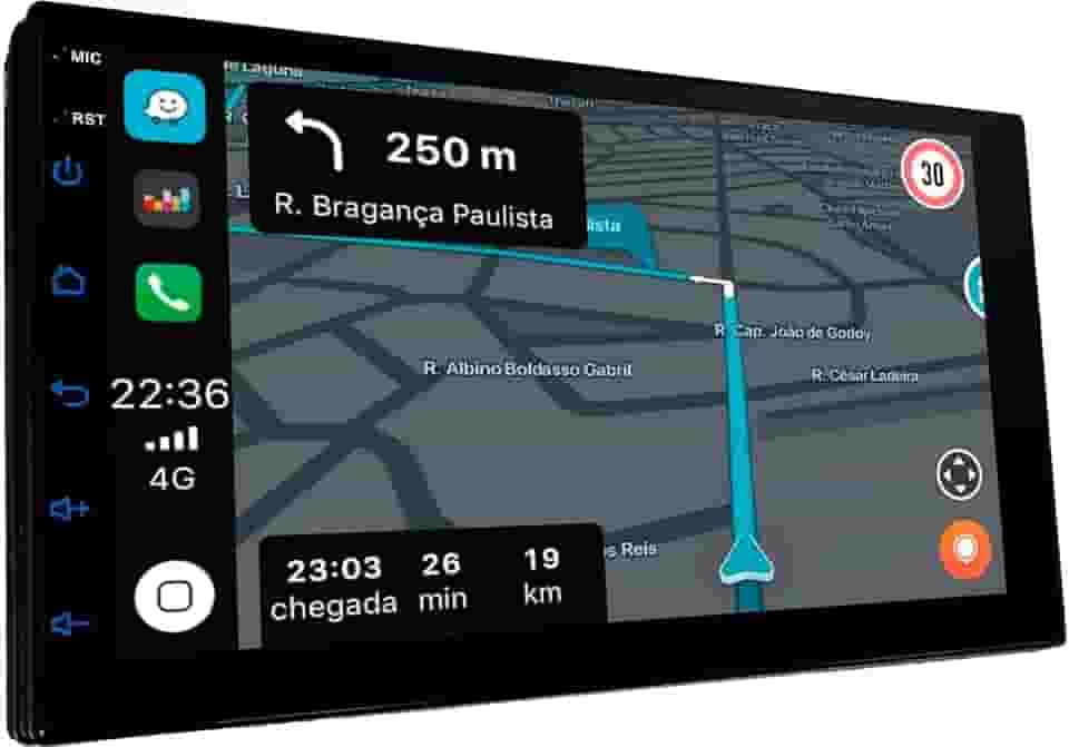 Central Multimídia Android 7pol Roadstar CarPlay AndroidAuto Rádio FM Espelha Full Touch GPS BT 32/2 GB Wi-Fi- RS815BR