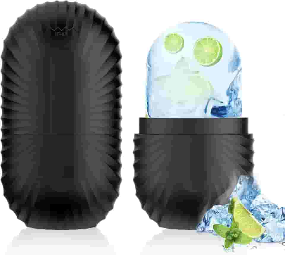 Rolo de gelo para rosto e olhos, suporte de gelo facial de silicone reutilizável, molde de gelo para cuidados com a pele, rolo de cubo de gelo para encolhimento de poros antirrugas, reduz o inchaço,