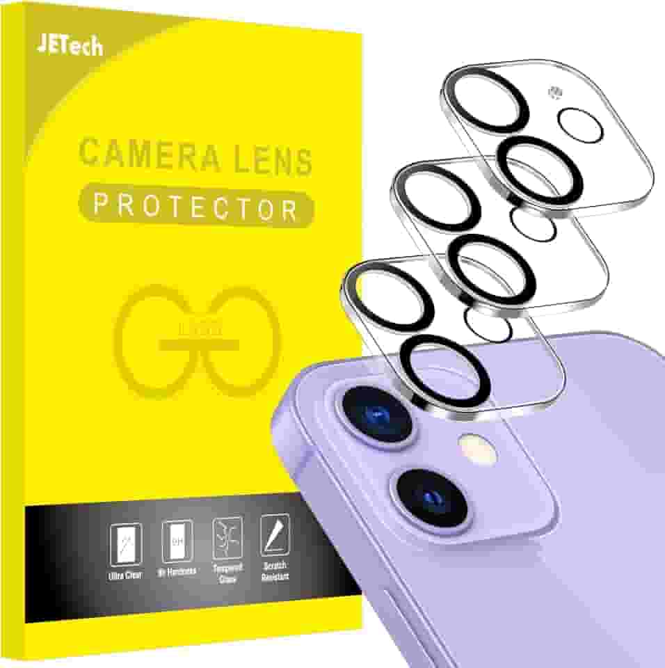 JETech Protetor Lente Câmera para iPhone 11 6,1 Polegadas e iPhone 12 mini 5,4 Polegadas, Vidro Temperado 9H, Antiarranhões, Compatível com Capas, Não Afeta Fotos Noturnas, Pacote com 3