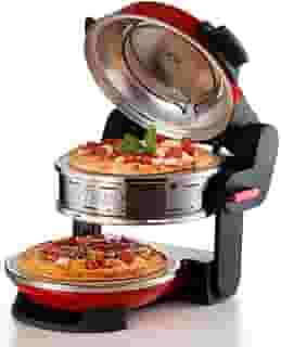 Ariete - Forno de pizza duplo 927 Vermelho, com 2 placas refratárias antiaderentes de 32 cm, 5 níveis de temperatura independentes - máximo de 400 °C, 2 espátulas em aço inox, 2100 W - 220V