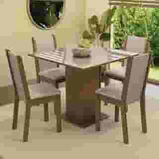 Conjunto Sala de Jantar Mesa Tampo de Vidro 4 Cadeiras Tifani Madesa