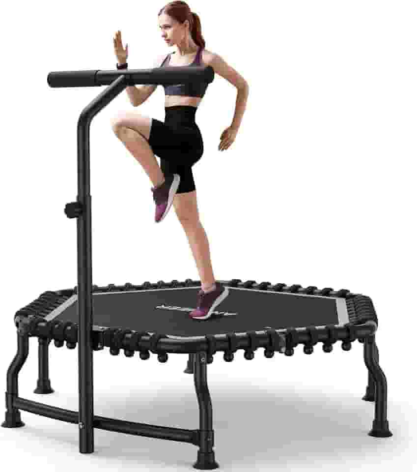 ANCHEER 50" Fitness Rebounder, 550 Lbs Capacidade Bungee Trampolim Com Barra De Alça Ajustável - Equipamento De Exercício Interno Para Adultos, Treino Cardio, Academia, Treinamento De Baixo Impacto,