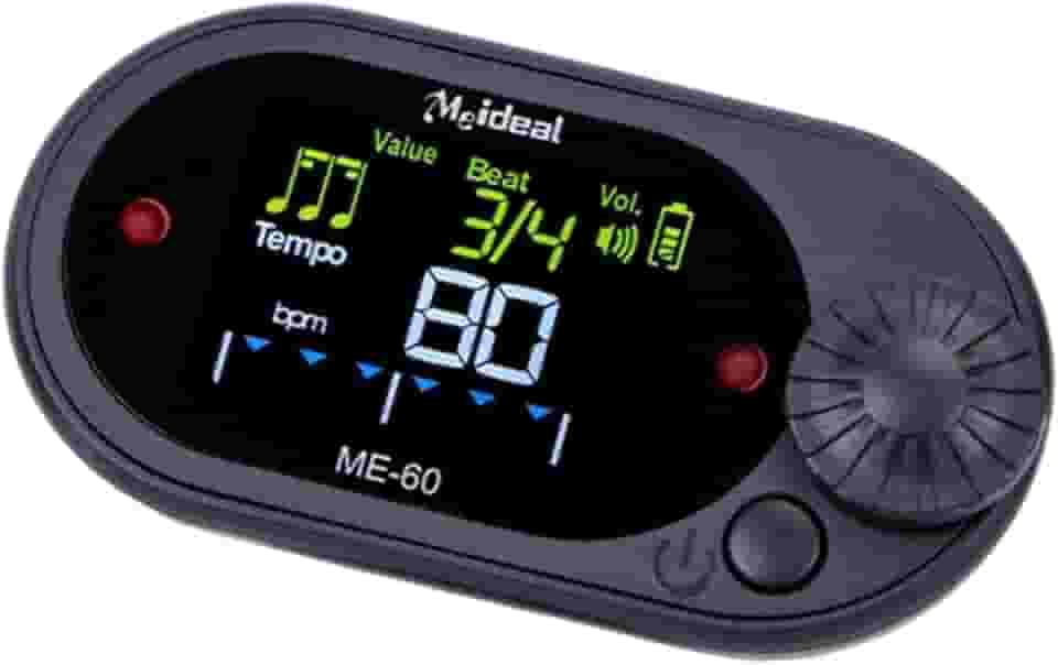 Almencla Gerador de tons de metrônomo digital, metrônomo eletrônico profissional compacto e resistente para contagem vocal para músicos de violão e piano, Preto