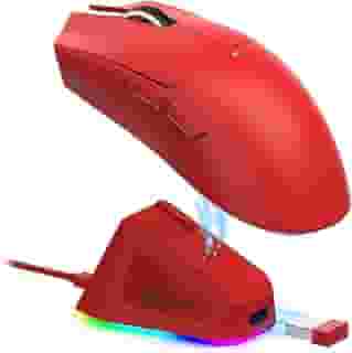 ATTACK SHARK X11 Mouse sem fio leve, 62g, RGB, conexão tri-modo (2.4G/USB-C/BT), 22K DPI, sensor PAW3311, 5 botões programáveis, base de carregamento RGB, compatível com PC/Mac-Vermelho