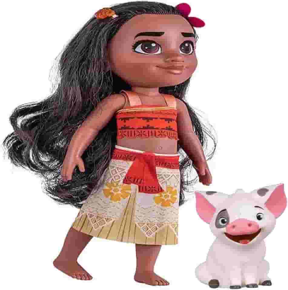 Brinquedo Boneca Princesa Moana 45cm e Porquinho Pua 8cm Disney em Plástico Vinil +3 Anos Cotiplas - 2600