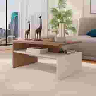 Mesa de centro sala moderna com 2 andares Giovana casa e escritório(off/madeirado)