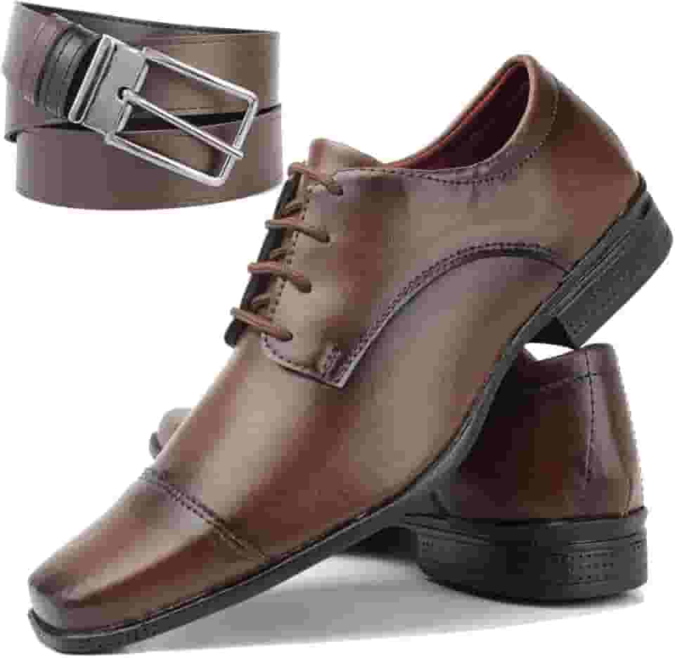sapato social masculino marrom cappucciono + cinto dupa face