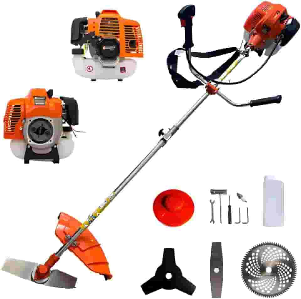 Roçadeira a Gasolina 2 Tempos Profissional 75CC 3HP Com Lâmina 3 e 2 Pontas Facão, Disco 80 Dentes, Kit de Reparo e Acessórios Knakasaki
