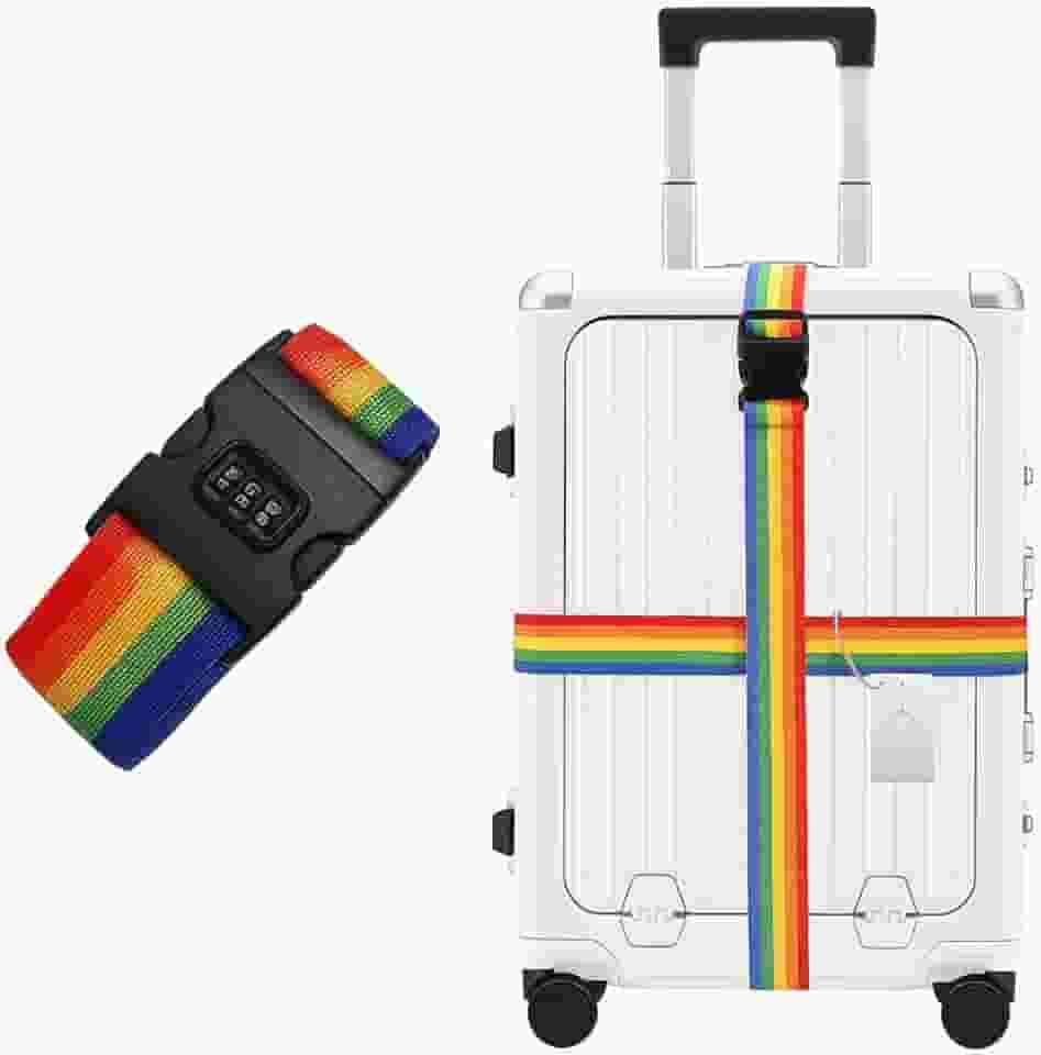 Cinta De Proteção E Identificação Para Mala De Viagem Com Trava De Segurança Colorida Arco-Íris Ajustável Com Fecho