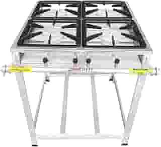 Fogão Industrial 4 Bocas, Alta Pressão, Inox, Queimadores Caulim 125mm