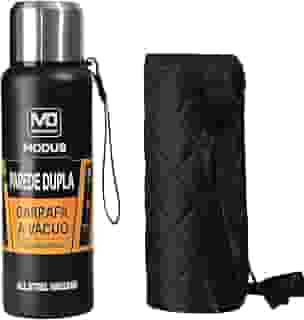 MODUS Garrafa Térmica De Aço Inoxidável Isolada A Vácuo Com Copo Portátil E Bolsa 1000ML (Preto)