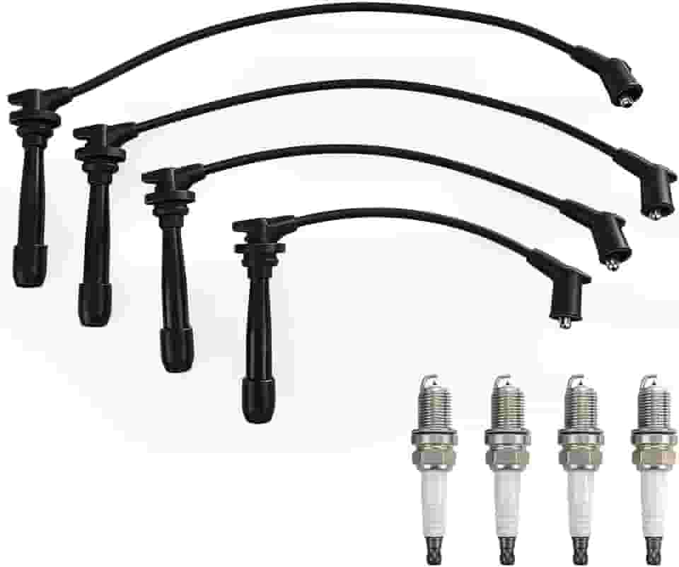 Conjunto de velas de ignição e velas de ignição de irídio compatível com Hyundai Accent Coupe Elantra Matrix Getz e Kia Cerato Rio 2004-2009 - L4 1,4L 1,5L 1,6L, substituição para 27501-26D00