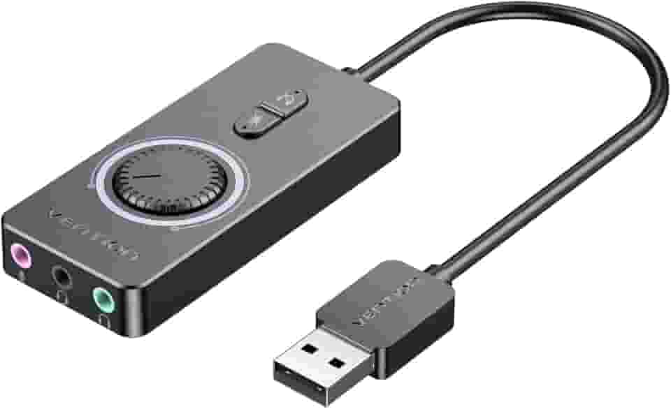 Placa de som USB, placa de som VENTION 3,5 mm, adaptador de áudio USB externo compatível com PC Windows 10, MAC, Linux, laptops, desktops, PS5